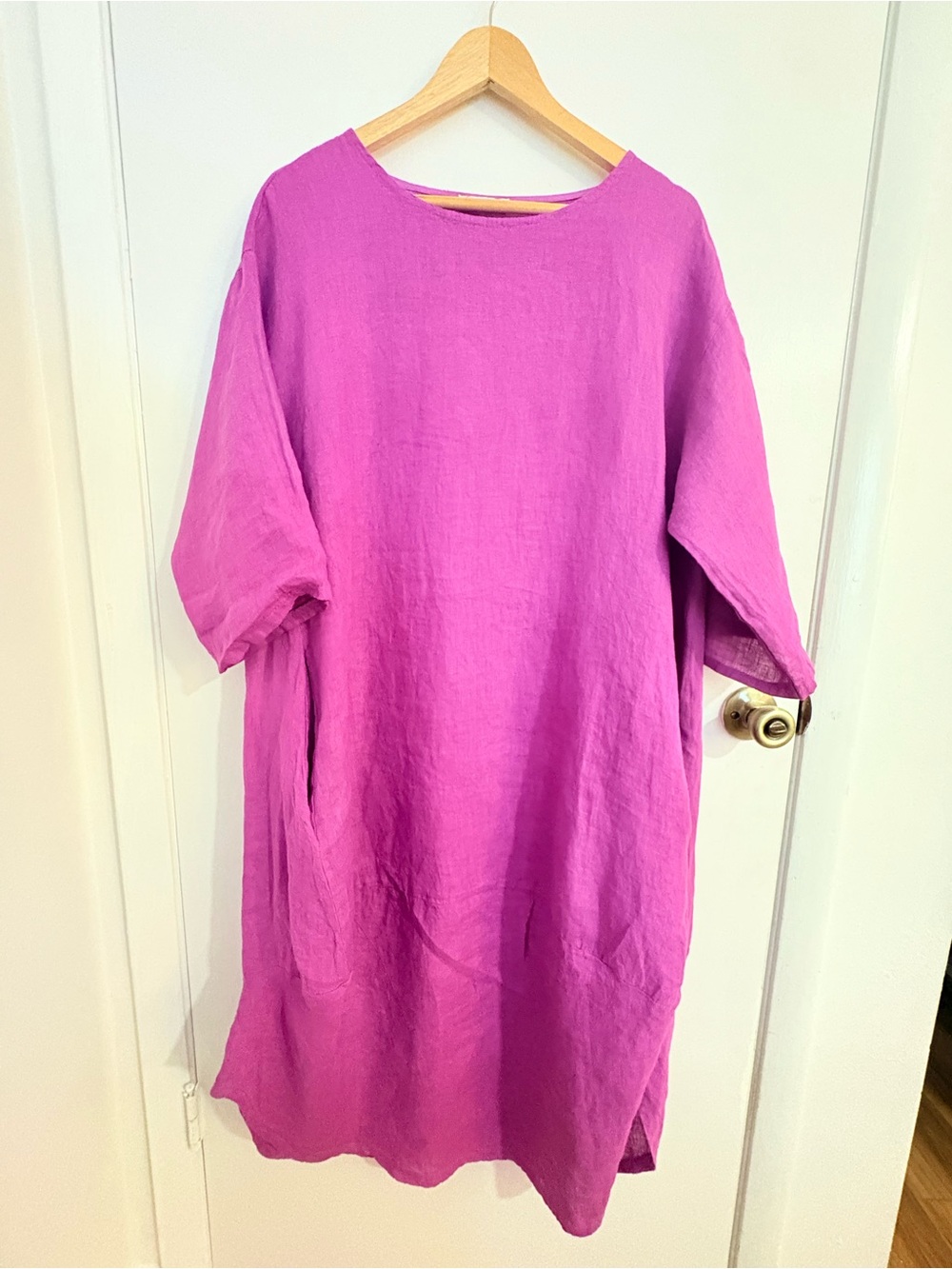 Purple Linen Relaxed Fit Women's Dress